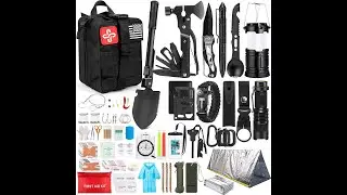 Survival Kit, 250Pcs Survival Gear First Aid Kit with Molle System Compatible Bag and Emergency Tent