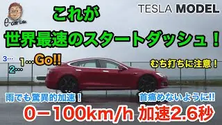 これが世界最速レベルの2.6秒加速! むち打ちに注意! Tesla Model S P100D Ludicrous Mode  E-CarLife with YASUTAKA GOMI 五味やすたか