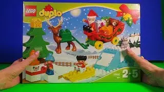 Christmas Santa Sleigh Rudolph Reindeer Lego Duplo Build of Kids Toy and Unboxing 10837