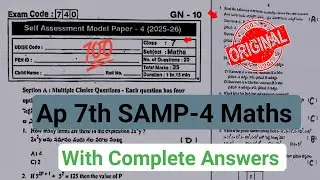 💯real Ap 7th class maths Fa4 exam question paper 2026|7th self assessment 4 maths paper 2026 answers