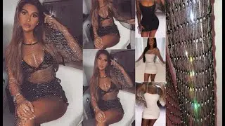 Crystal Diamond Bodycon Dress Women Hollow Out Mini Dress Summer Fishnet Mesh Beach Dress