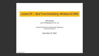 SE 350 Lecture 29: Real-Time Scheduling