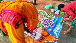 Surya puja mandala art / big and beautiful mandala rangoli for Surya puja l