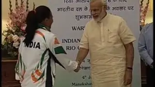PM Modi meets Indian contingent for Rio games in New Delhi