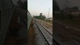 104 dn Rail car through Mankiala station#train #railway #railcars