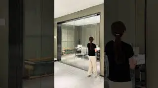 Minimalist Frameless Telescopic Sliding Glass Door System Soft Closing for  Office #slidingdoors