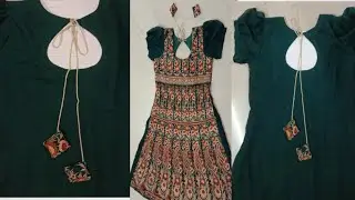 A shape kurti cutting and stitching step by step tutorial.Back neckline. puff sleeves.