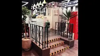 Wrought iron interior stair railing bar fence retro old loft balcony railing