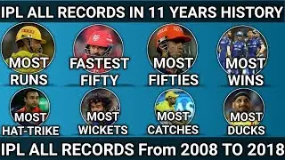 IPL All Records In 11 Year History | IPL all Records Since From 2008 to 2018 | Most Runs | Most Duck