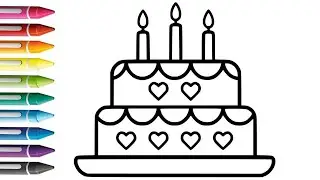 Cute Cake 🎂 Drawing for Kids, painting & Coloring for Kids | Let's Draw Together