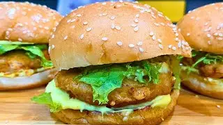 McDonald's Chicken Burger | Chicken Burger Recipe | Home Made Chicken Burger | fast food 