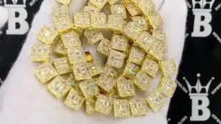 Gold Baguette Square Cluster Bling Bling Chain | Iced Out Jewelry