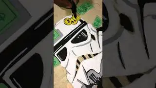 Drawing Stormtrooper(starwars) on wood using posca markers #art #drawing #posca