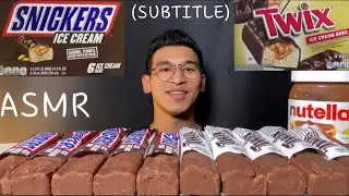 ASMR CHOCOLATE SNICKERS TWIX ICECREAM DESSERT NUTELLA MUKBANG 초콜릿 아이스크림 스니커즈 트윅스 누텔라 디저트 먹방