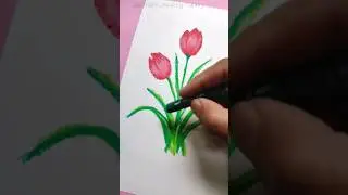 Easy oil pastel drawing||Tulip flower||#art #shorts  #drawing#oilpastel #flowers