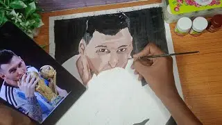 Messi coloring with acrylic colour tutorial 😍👍⚽
