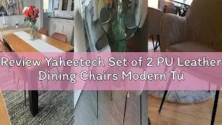Review Yaheetech Set of 2 PU Leather Dining Chairs Modern Tufted Accent Chairs with Backrest/Armrest