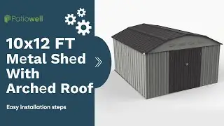 Patiowell Metal Storage Shed With Arched Roof - 10' x 12' FT Assembly
