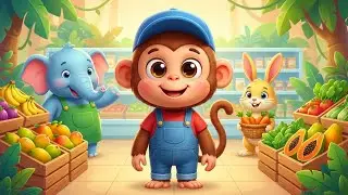 🐒🏪 Monkey Opens a Jungle Grocery Store | Fun Learning Cartoon for Kids