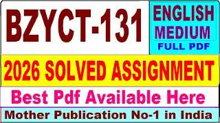 BZYCT 131 solved assignment 2026 || bzyct 131 solved assignment 2026 in English || ignou bzyct131