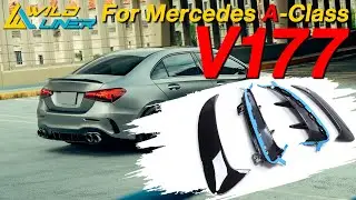 Fit 19-22 Mercedes A-Class V177 Sedan Rear Side Vent Trims Canards Glossy Black pz4