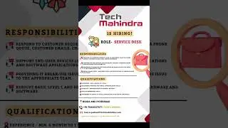 Service Desk role at Tech Mahindra ! Apply Now #shorts #trendingshorts