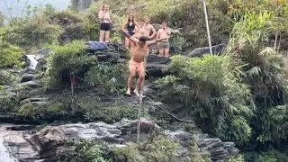 Christmas Vibes Before a Waterfall Jump Ha Giang Loop #travel #waterfall