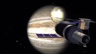 Green screen test satellite orbiting Jupiter