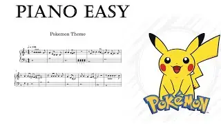 #subscribe Pokemon Theme easy piano song sheet score, piano f&aacute;cil com partitura