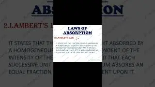 Laws of absorption. Lambert 's Law