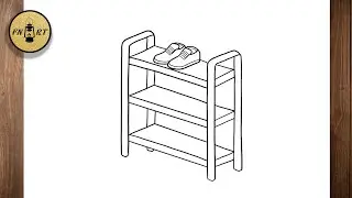 How to draw a shoe rack easy step by step