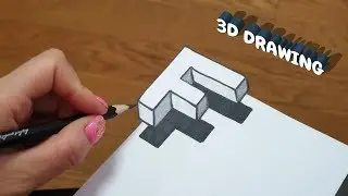 Easy Drawing | How To Draw 3D Floating Letter F easy | Alphabet Trick Art on the Paper