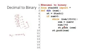 Stack Application 3: Decimal to Binary Conversion using Python