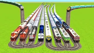 TEN TRAINS PASSING THROUGH ON DOUBLE U SHAPE RAILROAD AND RISKY STAIR TRACKS|Train Simulator 2026|