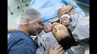 Fotografia de parto no hospital Cruz Azul - nascimento de g&ecirc;meos Isadora e Ian
