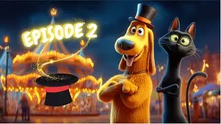 Carousel Chaos 🎠 | Golden Goofy Dog & Sleek Black Cat at the Carnival