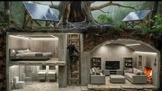 No one knew it existed! This man secretly builds a modern underground shelter in heavy rain (ASMR)