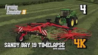 Sandy Bay with Seasons EP4 Silage Bales, Sowing Soybeans & Buying Cow's. FS19 4K Timelapse