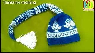 Beautiful two colors choti wali topi || चोटी वाली टोपी बुने || knitting hindi