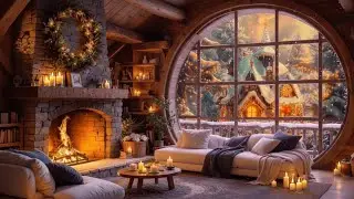 Cute and cozy cottage, fireplace, ambience, winter fairytale, chillout music