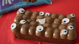 ミャクミャクみたいなチョコレートケーキをミルカバブリーで Chocolate Cake like MYAKU-MYAKU of EXPO2025 with Milka Bubbly