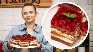 Ciasto Balladyna &ndash; efektowne warstwowe ciasto z malinami, serkiem i kr&oacute;wką