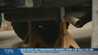 Car falls on man