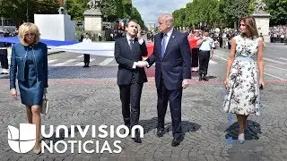 Visita del presidente Trump a Francia deja imágenes de saludos curiosos, e incluso incómodos