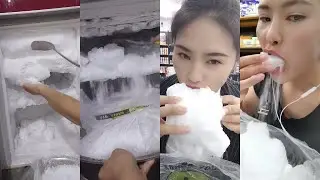 🔥NEW HUGE RED FREEZER FROST SCRAPING ❄️ POWDERY SOFT ICE AND CRUNCH ICE EATING | 霜  | Мороз | 서리