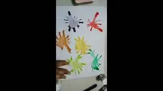 Blowing straw germs art painting for kids.