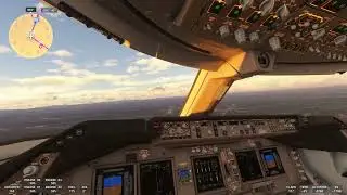 Tricky right hand landing at L&eacute;on airport in Boeing 747-8
