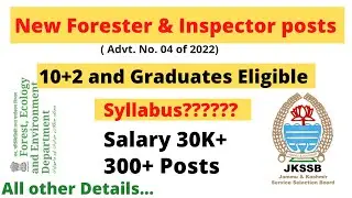 New posts in Forest Department | Forester & Inspector | Syllabus,  Eligibility, Salary etc All Detai