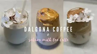 DALGONA COFFEE & Fluffy Sakura Milk Tea: Make Dalgona Coffee & Whipped Sakura Milk Tea #withme