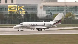 (4K) Cessna 680A Citation Latitude NetJets CS-LTU arrival at Munich Airport MUC EDDM